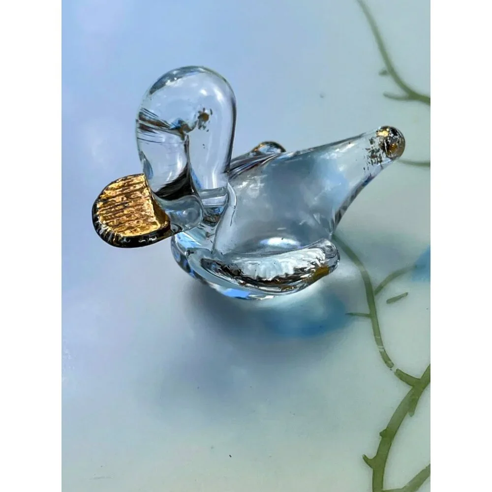 Vintage 1970s Lot 3 Miniature blown glass animals Duck, elephant, Rhino - Picture 5 of 8